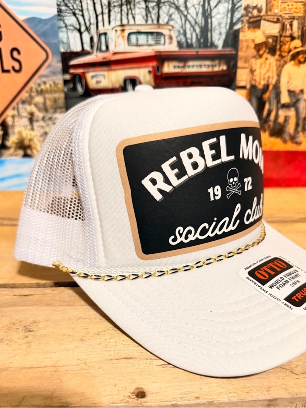 OTTO White Trucker Hat with Rebel Mom print - Picture 2 of 3
